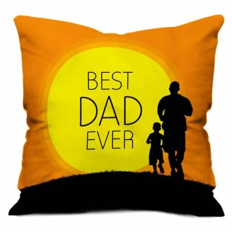 Best Dad Ever Orange Small Cushion with Filler (12X12) Gifts For Father Delivery Jaipur, Rajasthan